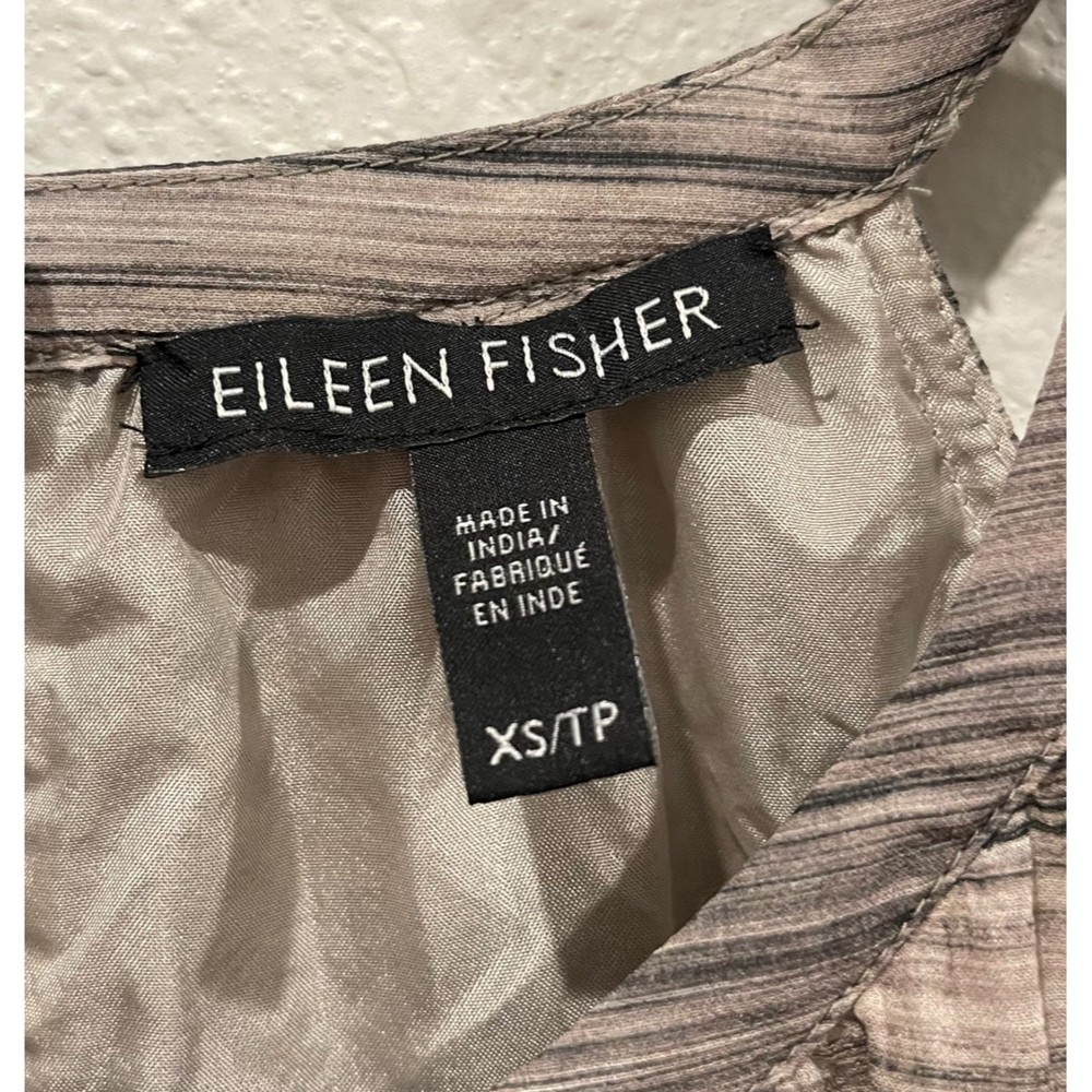 EILEEN FISHER Limestone Silk Midi Halter Print Dress - Picture 3 of 7